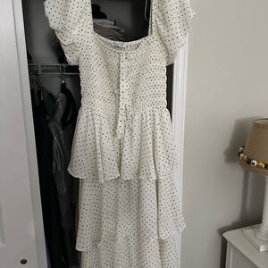 Elegant White Polka Dot Dress